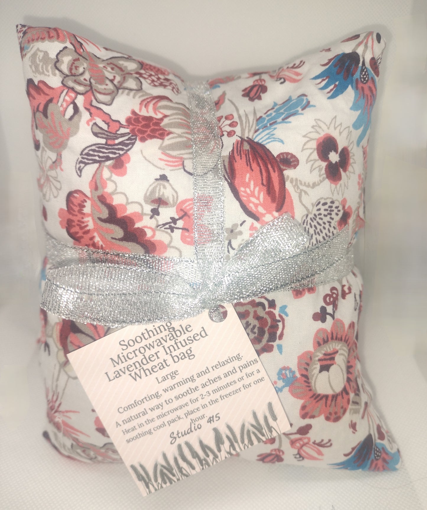 large wheat bag heat pack red floral design