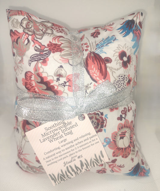 large wheat bag heat pack red floral design