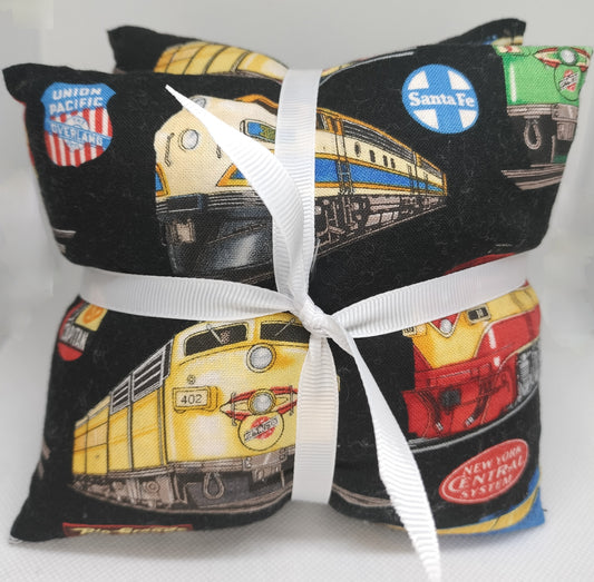 medium wheat bag heat pack black trains design