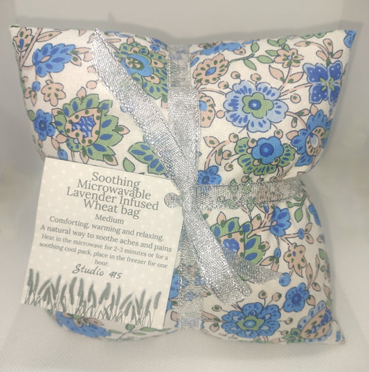 medium wheat bag heat pack blue vintage floral design