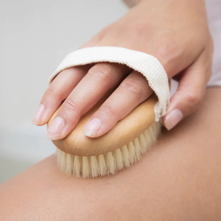 natural bristle body brush close up texture